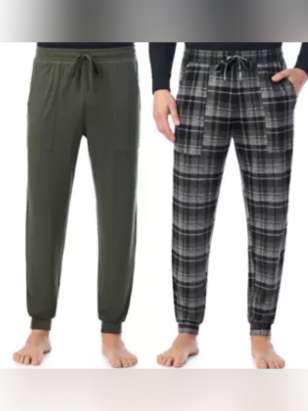 Men's Cuddl Duds 2 piece French Terry Banded Bottom Sleep Pajama Pants 2XL Green